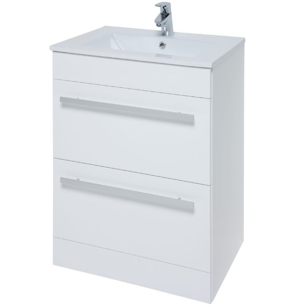 Kartell Purity 600mm Floorstanding Drawer Unit & Basin - White