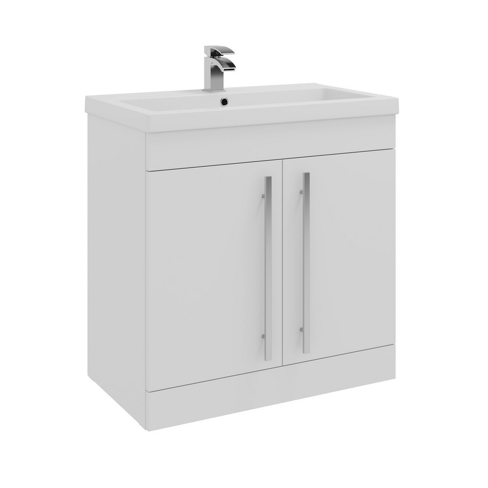 Kartell Purity 800mm Floor Standing 2-Door Unit & Ceramic Basin - White