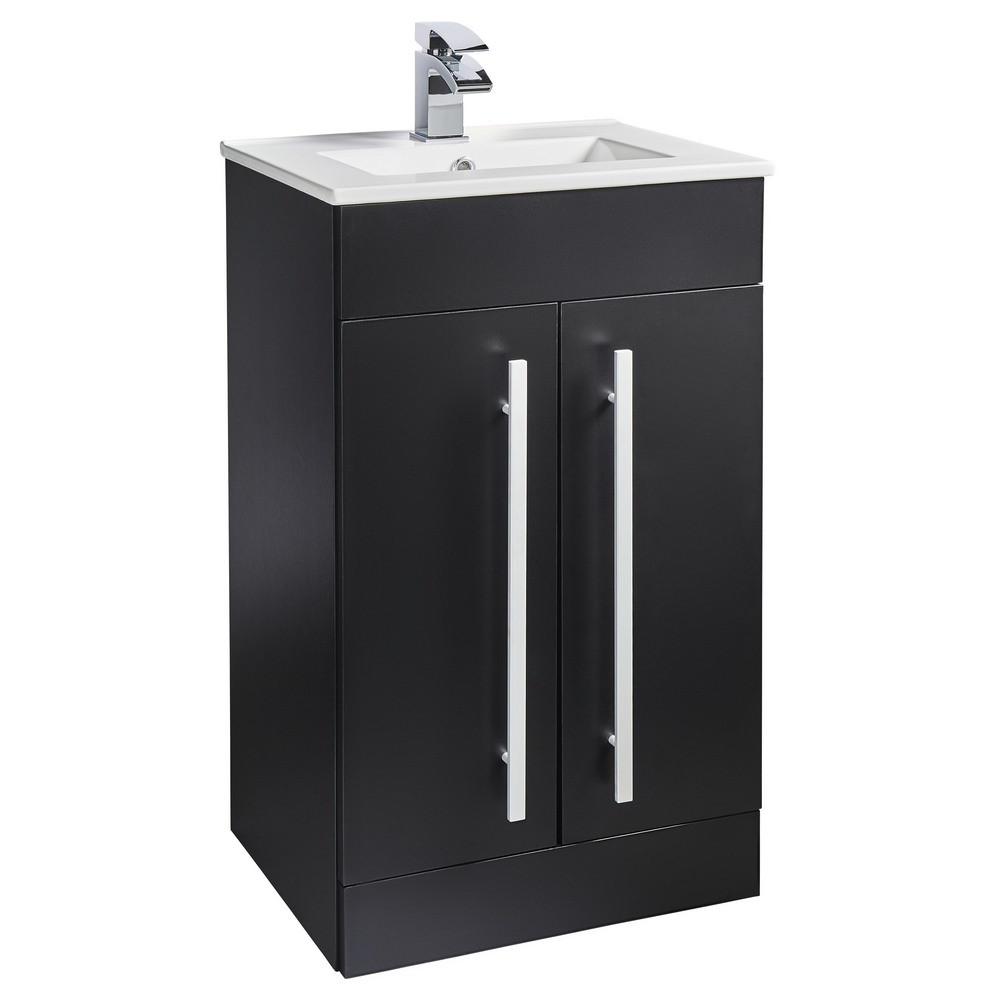 Kartell Purity Matt Black Floorstanding 500mm Two Door Vanity Unit