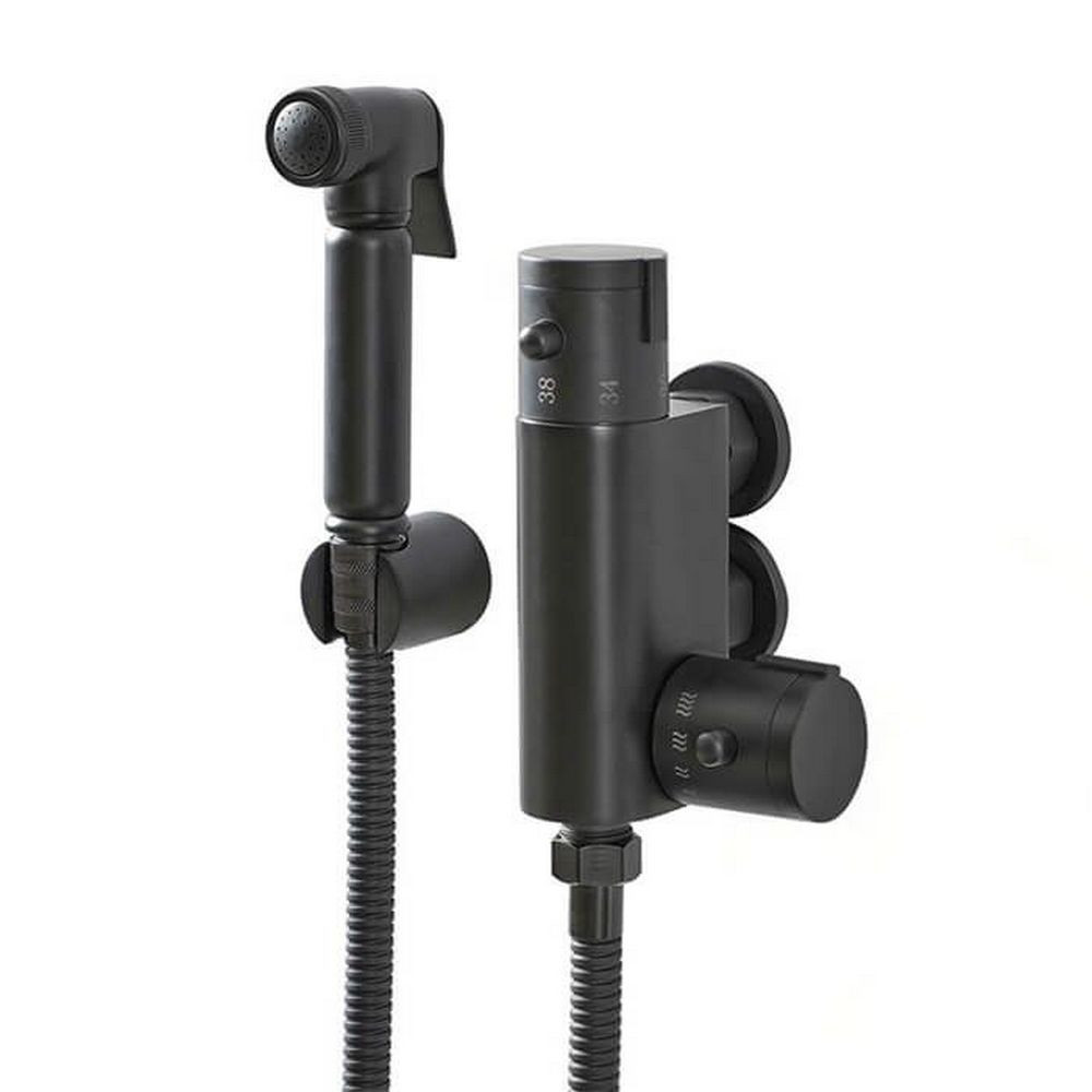 Kartell Thermostatic Black Douche Kit with Mixing Valve and Spray Head