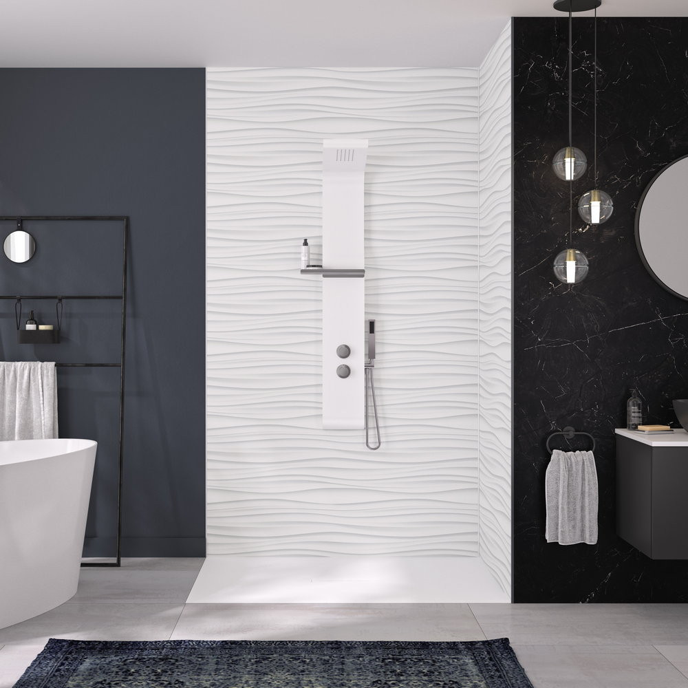 Kinewall White Waves 1000 x 2500mm Panel