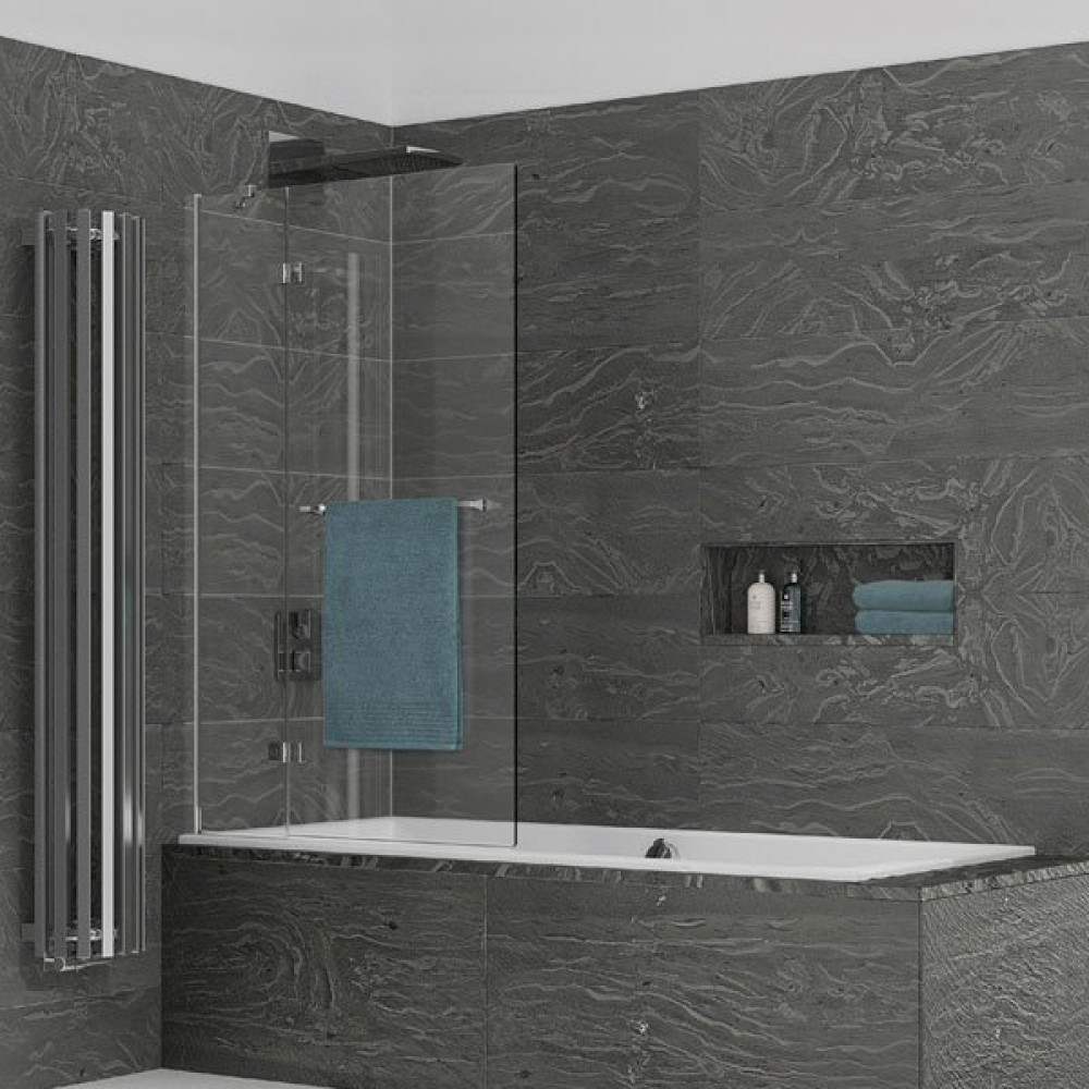 Kudos Inspire 2 Panel Out-Swing Bath Screen with Towel Rail 1500 x 950mm LH - 6mm Glass