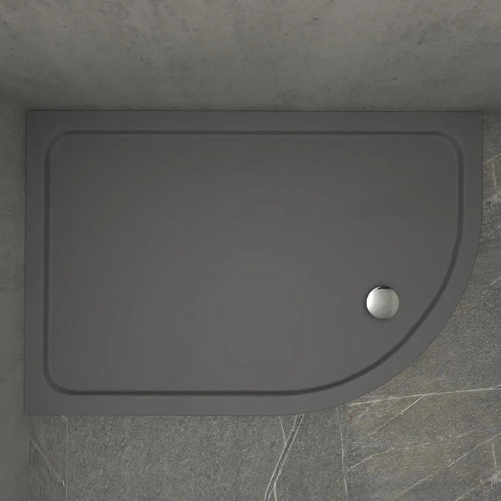 Kudos Kstone Slip Resistant Slate Grey 1200 x 800mm Offset Quadrant LH Shower Tray