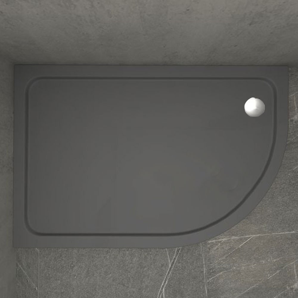 Kudos Kstone Slip Resistant Slate Grey 900 x 800mm Offset Quadrant LH Shower Tray