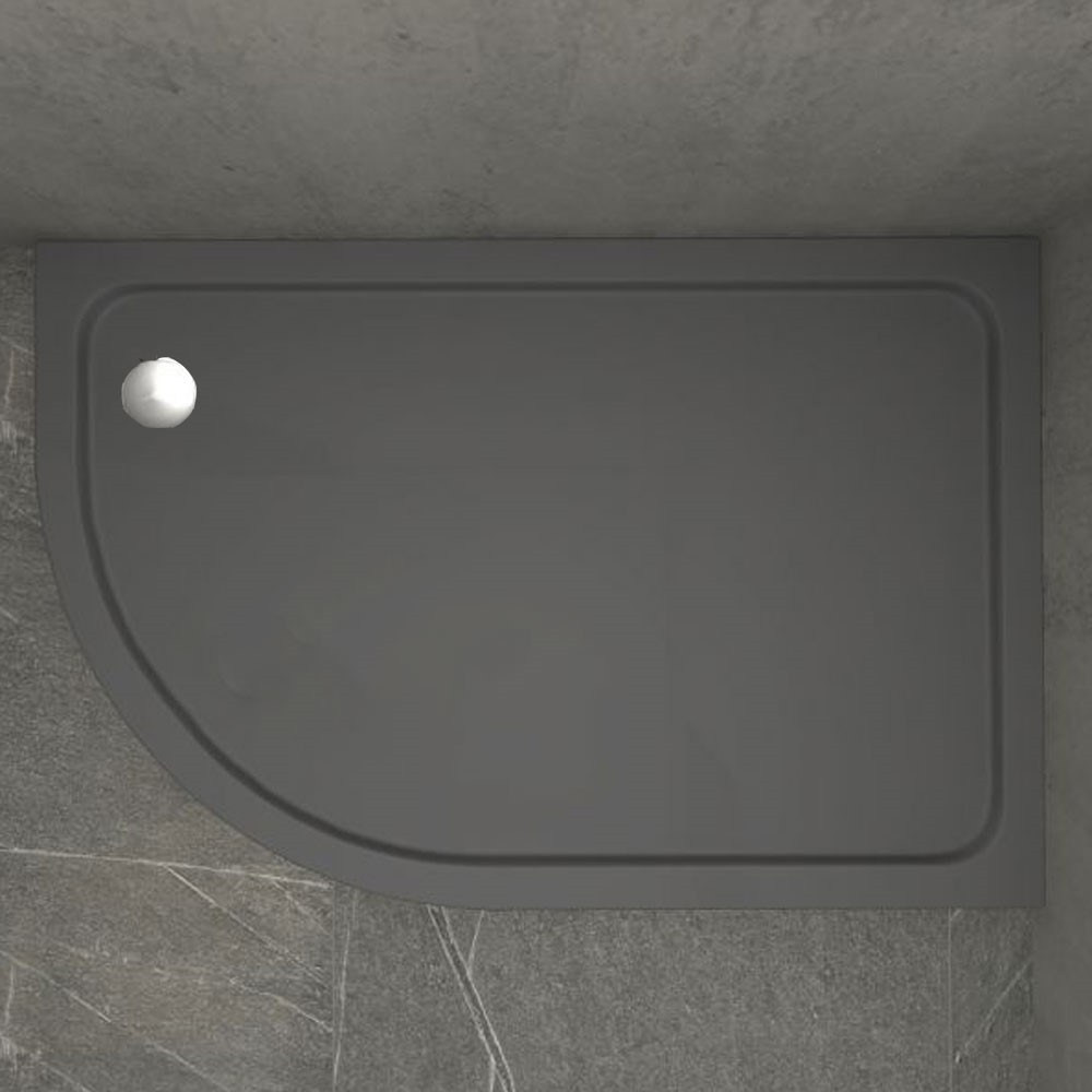 Kudos Kstone Slip Resistant Slate Grey 900 x 800mm Offset Quadrant RH Shower Tray
