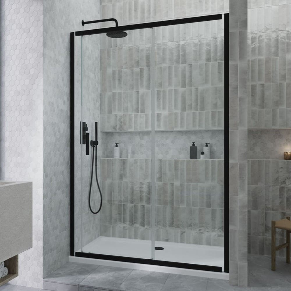 Kudos Siona 1400mm Sliding Shower Door in Matt Black