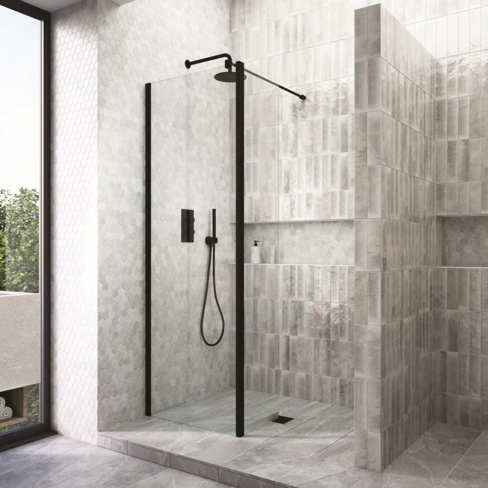Kudos Siona 1100mm Wetroom Panel in Matt Black