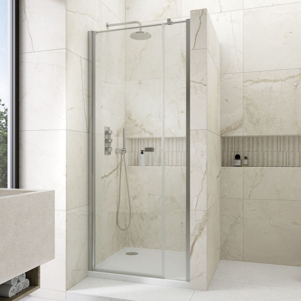 Kudos Siona 800mm Pivot Recess Shower Door in Chrome