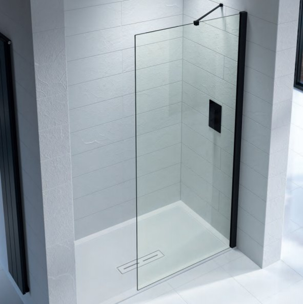 Kudos Ultimate 2 760mm Wetroom Panel 8mm Glass with Matt Black Profile