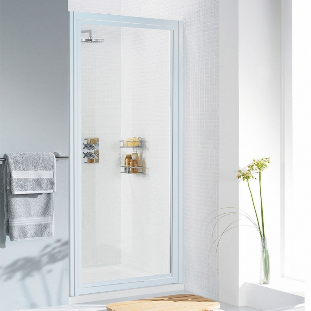 Lakes 1000mm Framed Pivot Shower Door in White