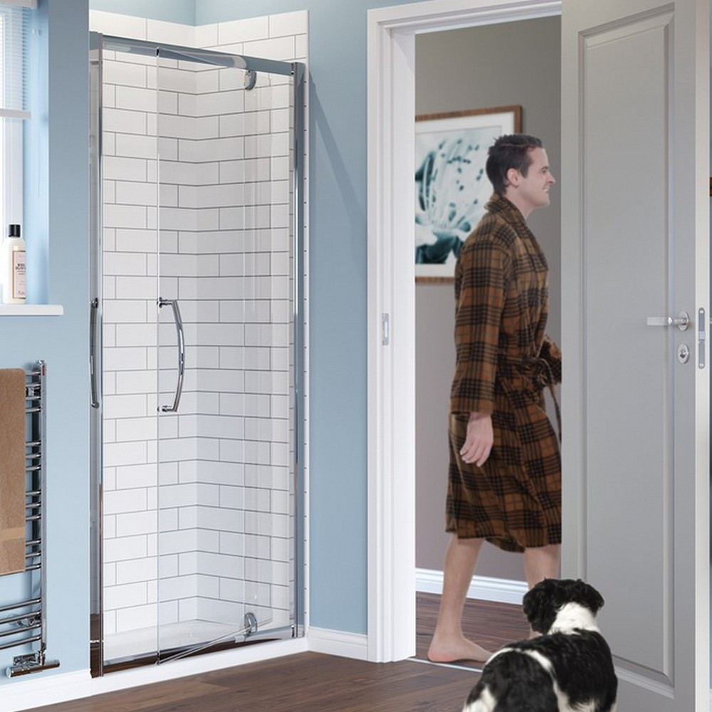 Lakes 700mm Semi Frameless Pivot Shower Door