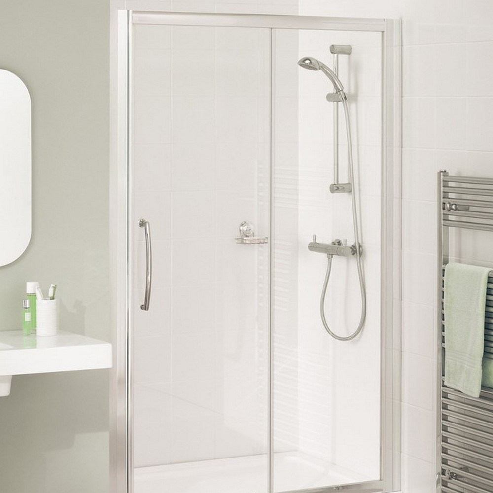 Lakes Bathrooms 1200mm Semi Frameless Sliding Shower Door in White