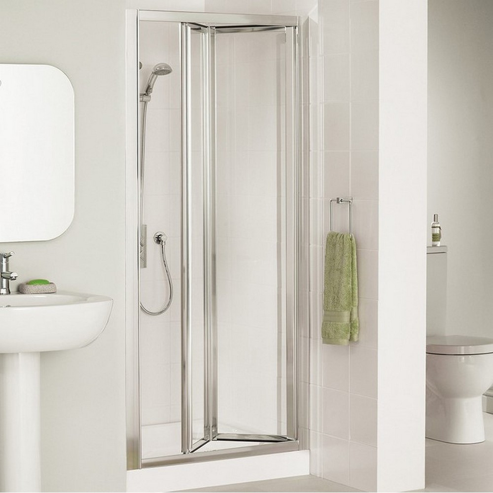 Lakes Bathrooms 700mm Framed Bifold Shower Door  in Polished Silver