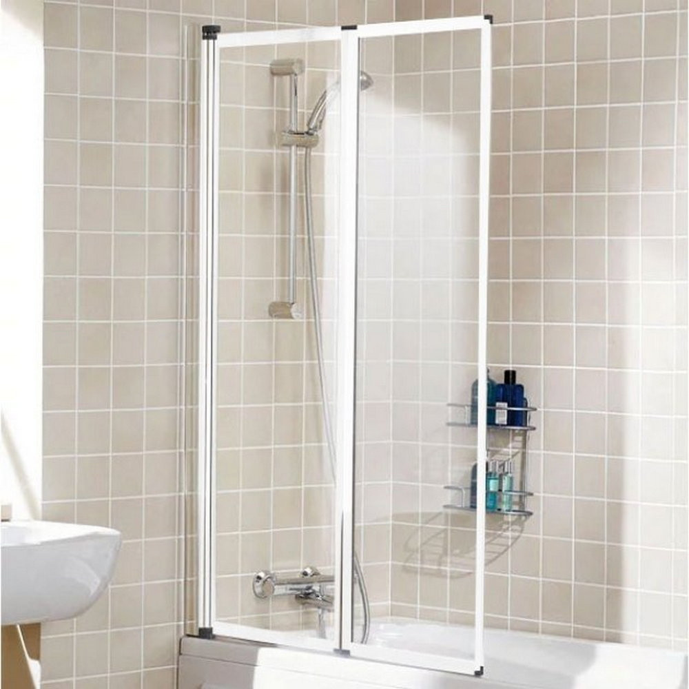 Lakes Bathrooms Double Panel 950mm Bath Screen in White