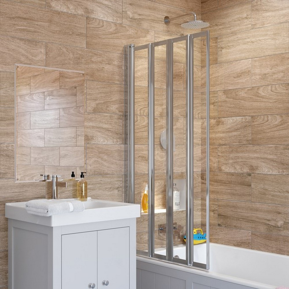 Lakes Bathrooms Four Panel 730mm Bath Screen in Silver