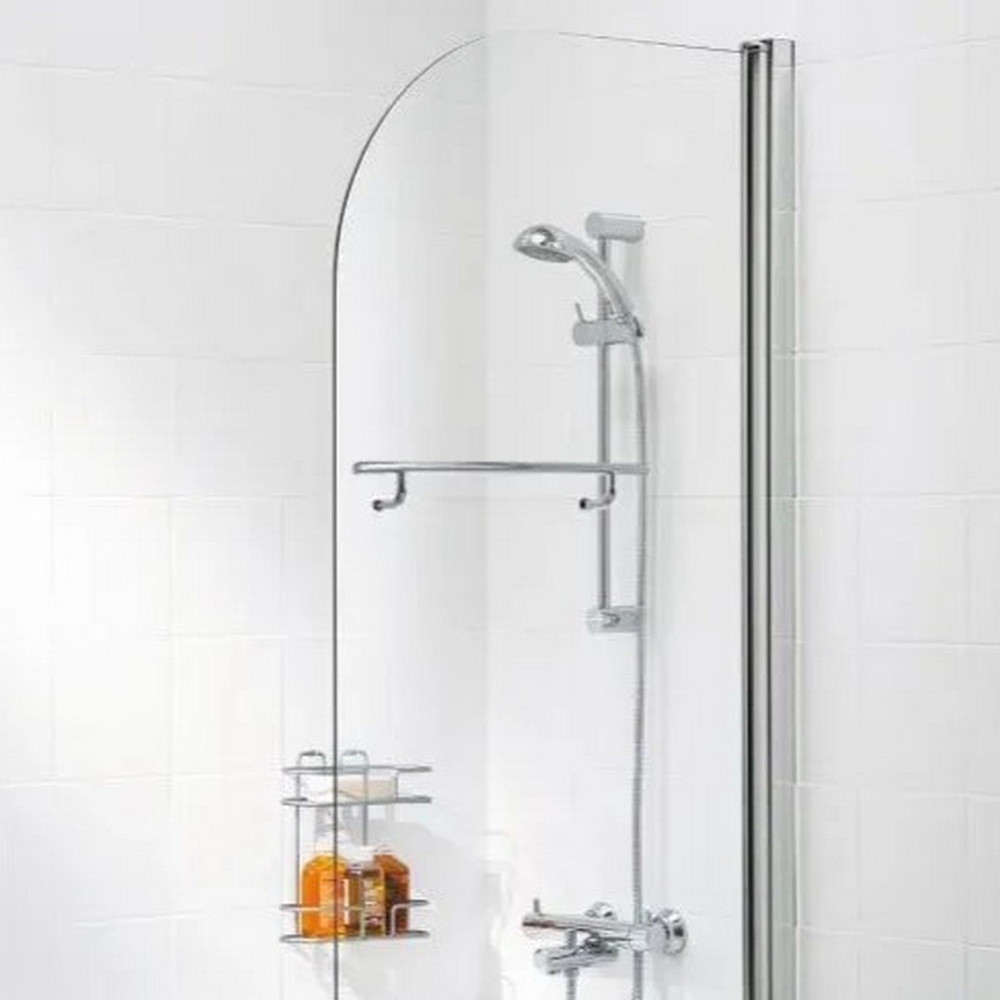 Lakes Classic 800mm Curved Bath Screen with Towel Rail
