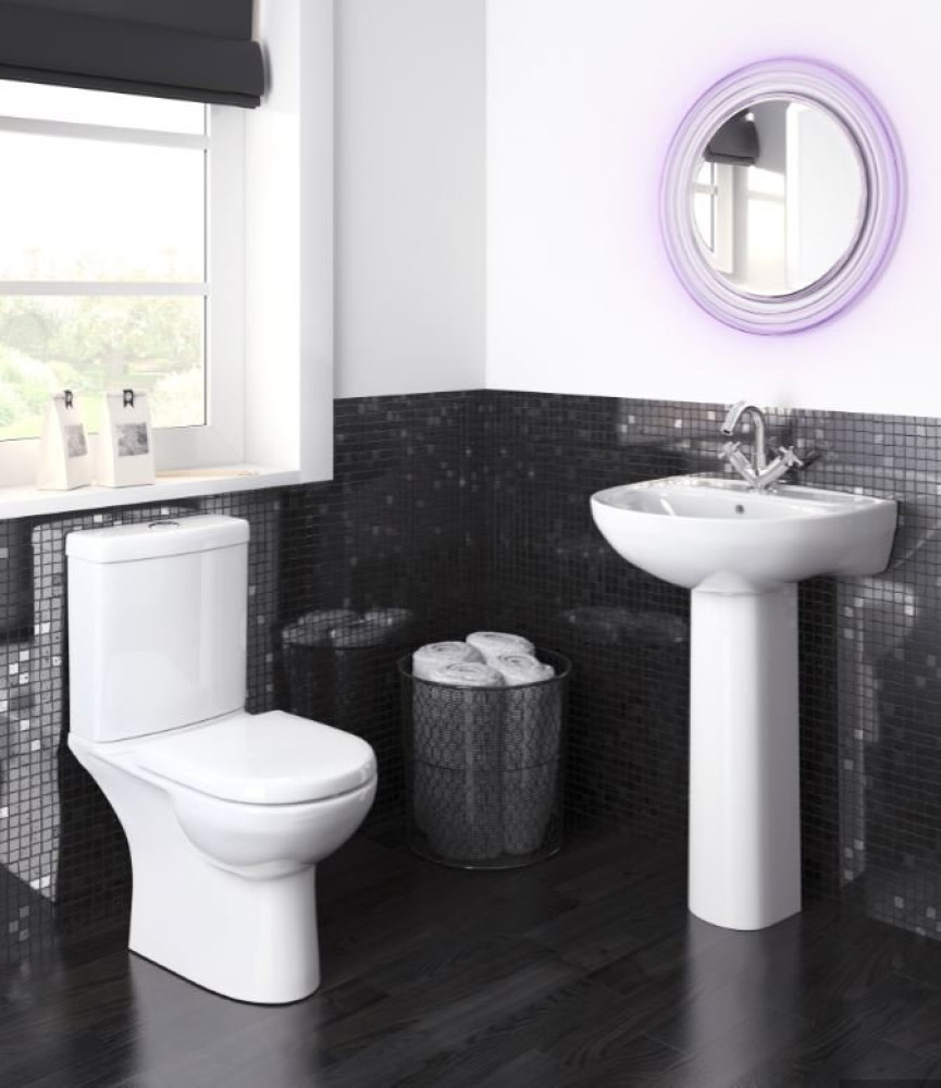Lawton 4 Piece Bathroom Suite - Toilet & 550mm 1TH Basin with Pedestal