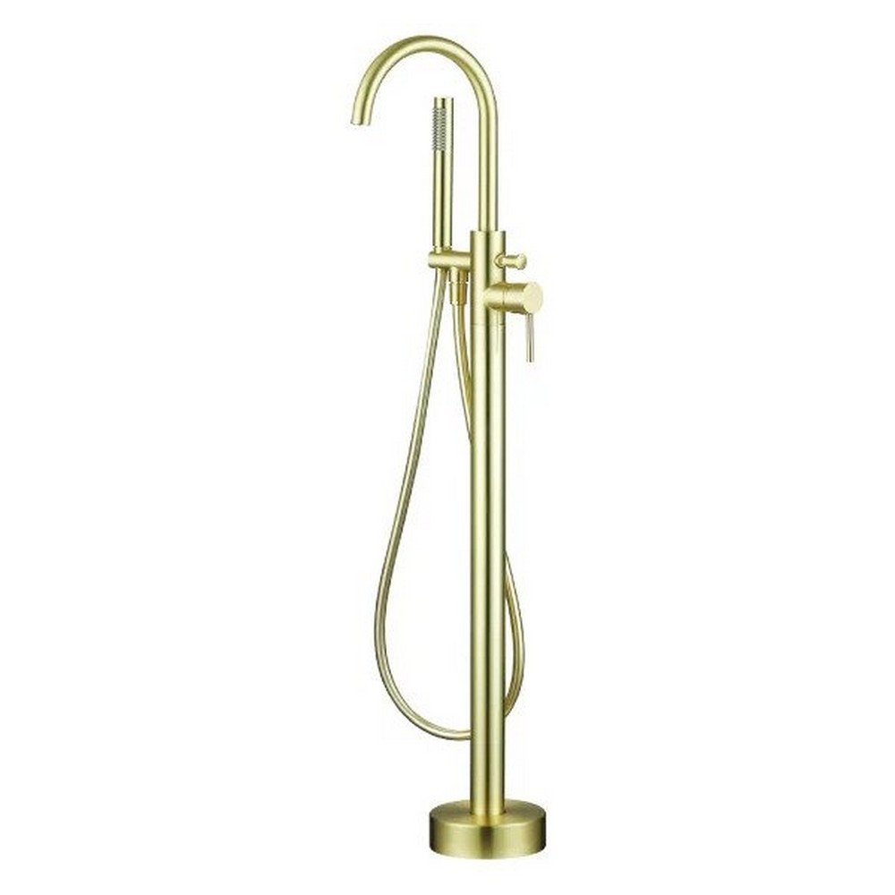 Marflow Pava Freestanding Bath Shower Mixer in Brushed Brass