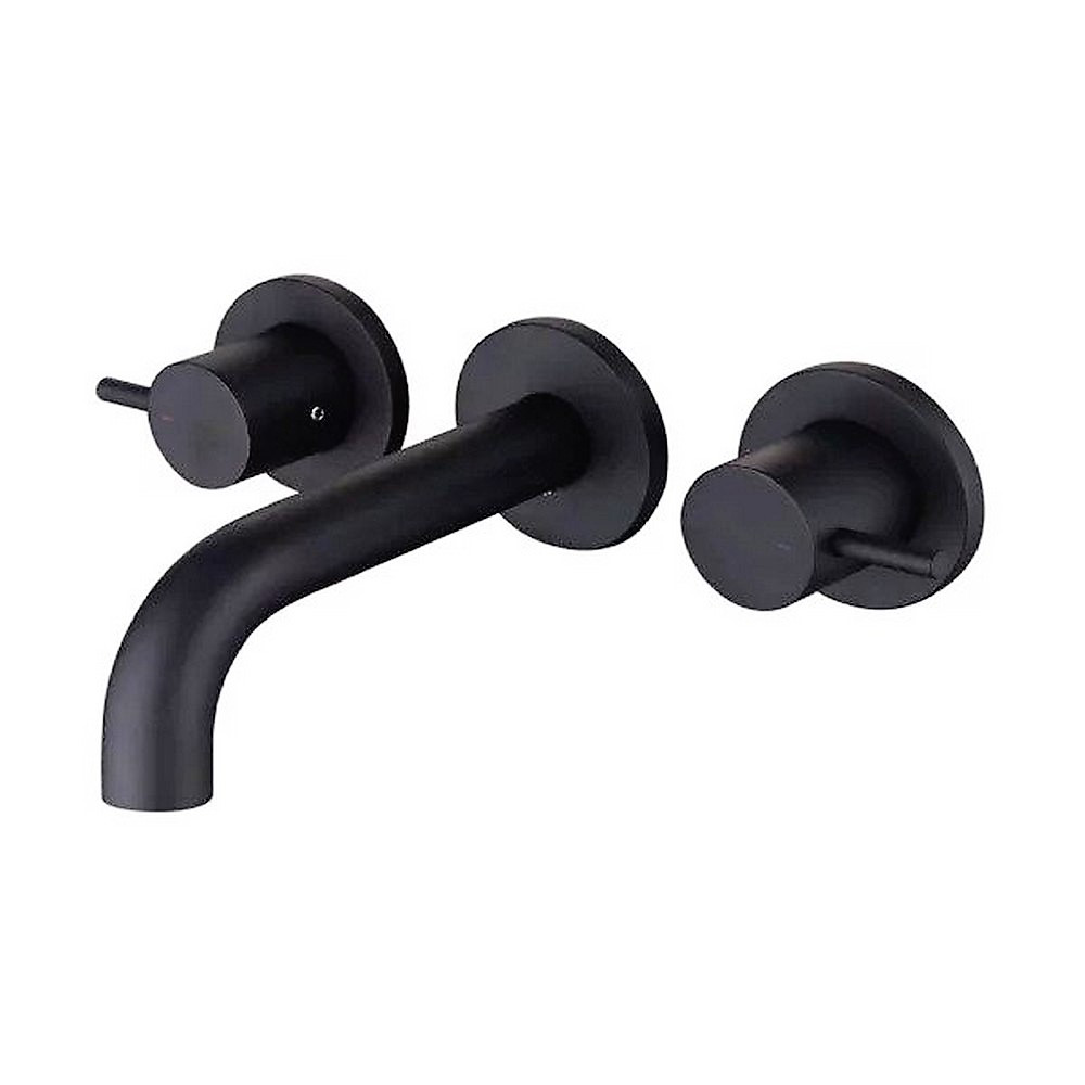 Marflow Pava Matt Black Wall Mounted 3 Tap Hole Basin & Bath Mixer