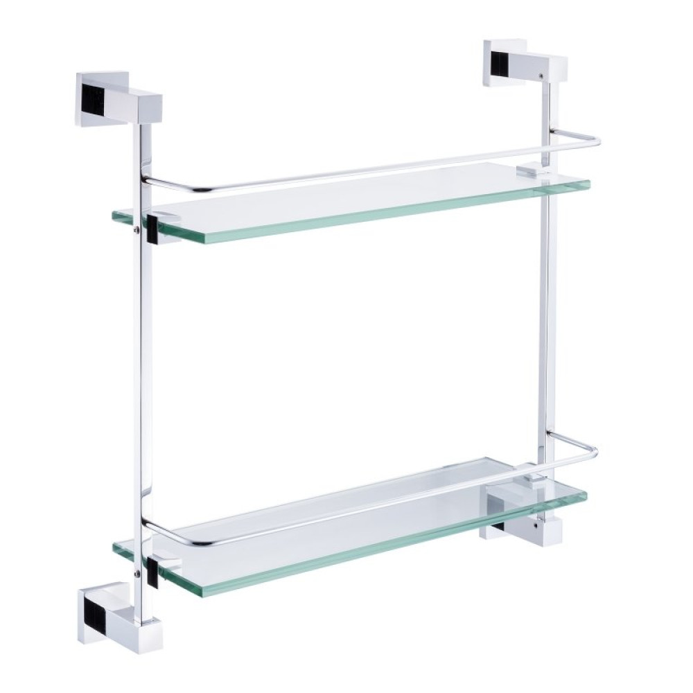 Marflow Now Quadre Double Glass Gallery Shelf in Chrome