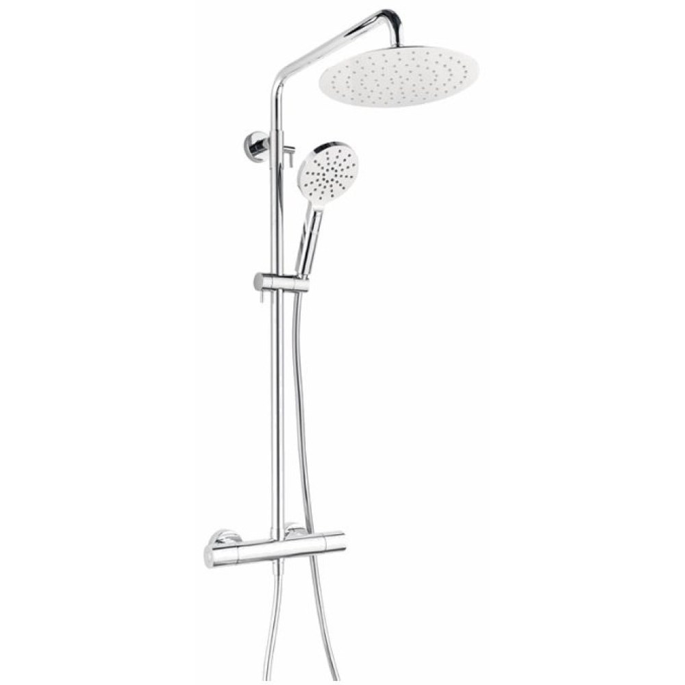 Marflow Round Two Outlet Cool Touch Thermostatic Shower Valve & Kit with Overhead Drencher