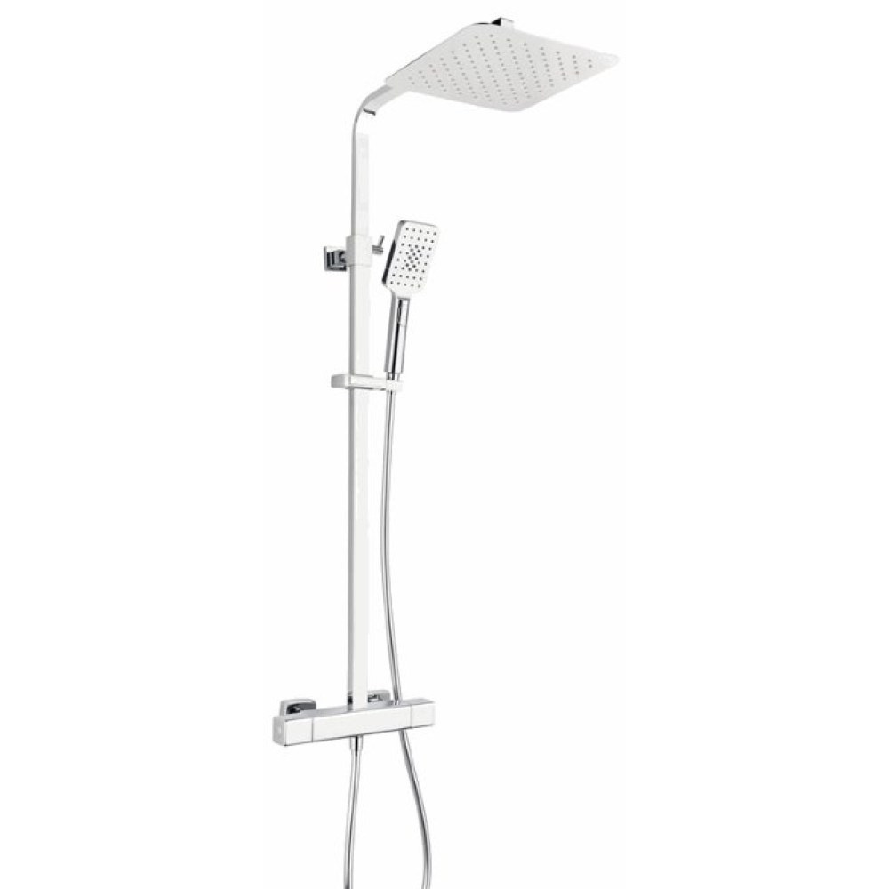 Marflow Square Two Outlet Cool Touch Thermostatic Shower Valve & Kit with Overhead Drencher