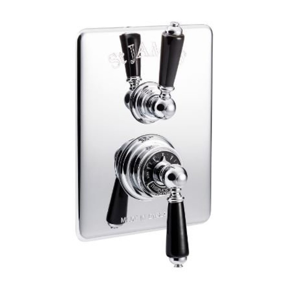 Marflow St James Concealed Thermostatic Shower Valve With Black London Levers