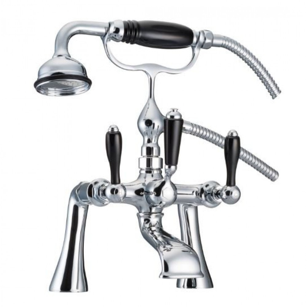 Marflow St James England Black Lever Bath Shower Mixer with Fixed Centres
