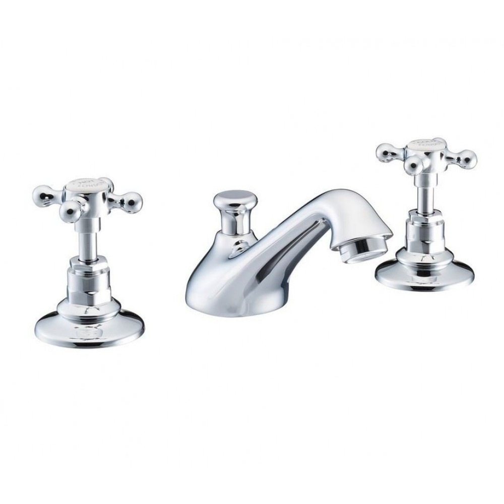 Marflow St James London Handle Three Hole Basin Mixer with Pop Up Waste