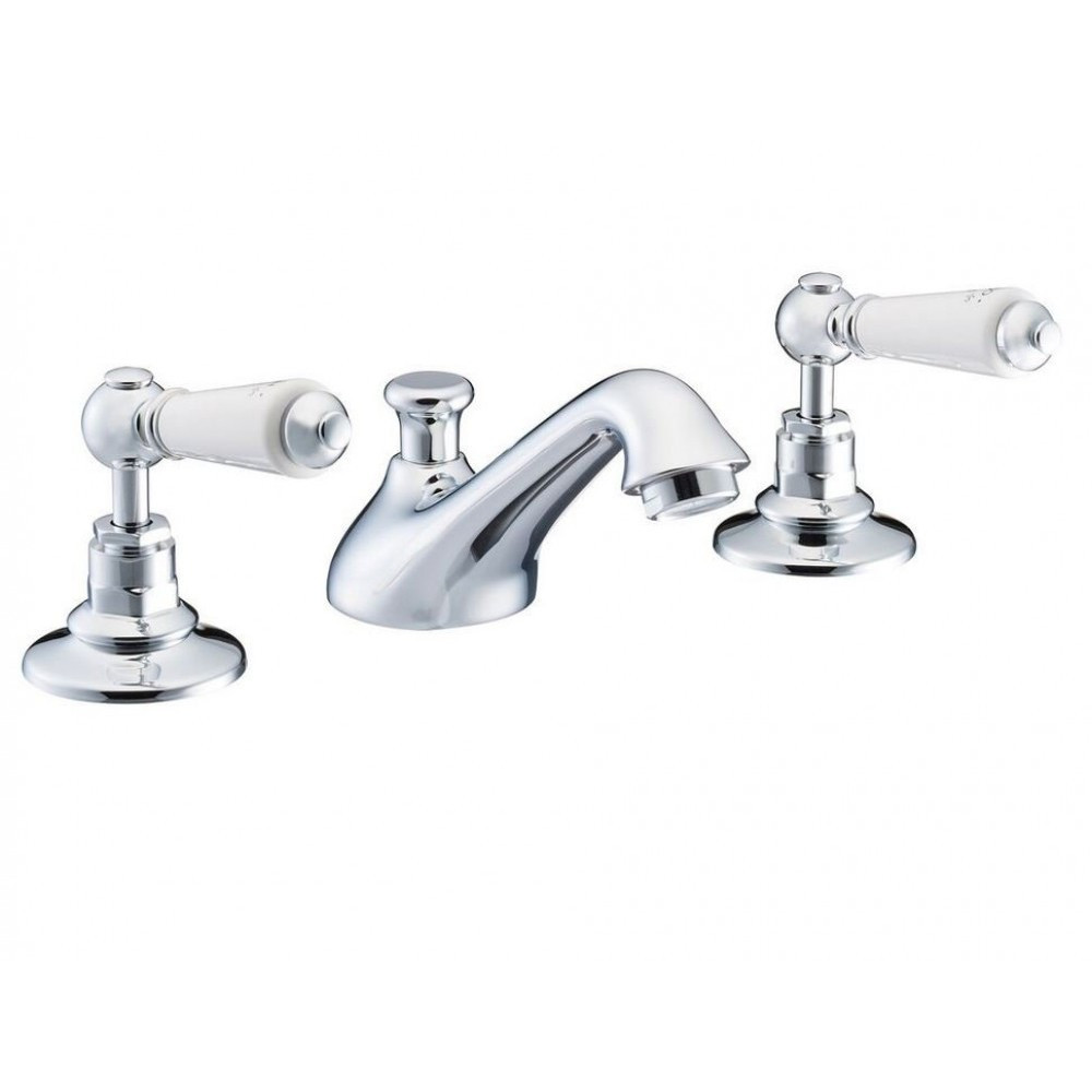 Marflow St James London Lever Three Hole Basin Mixer with Pop Up Waste