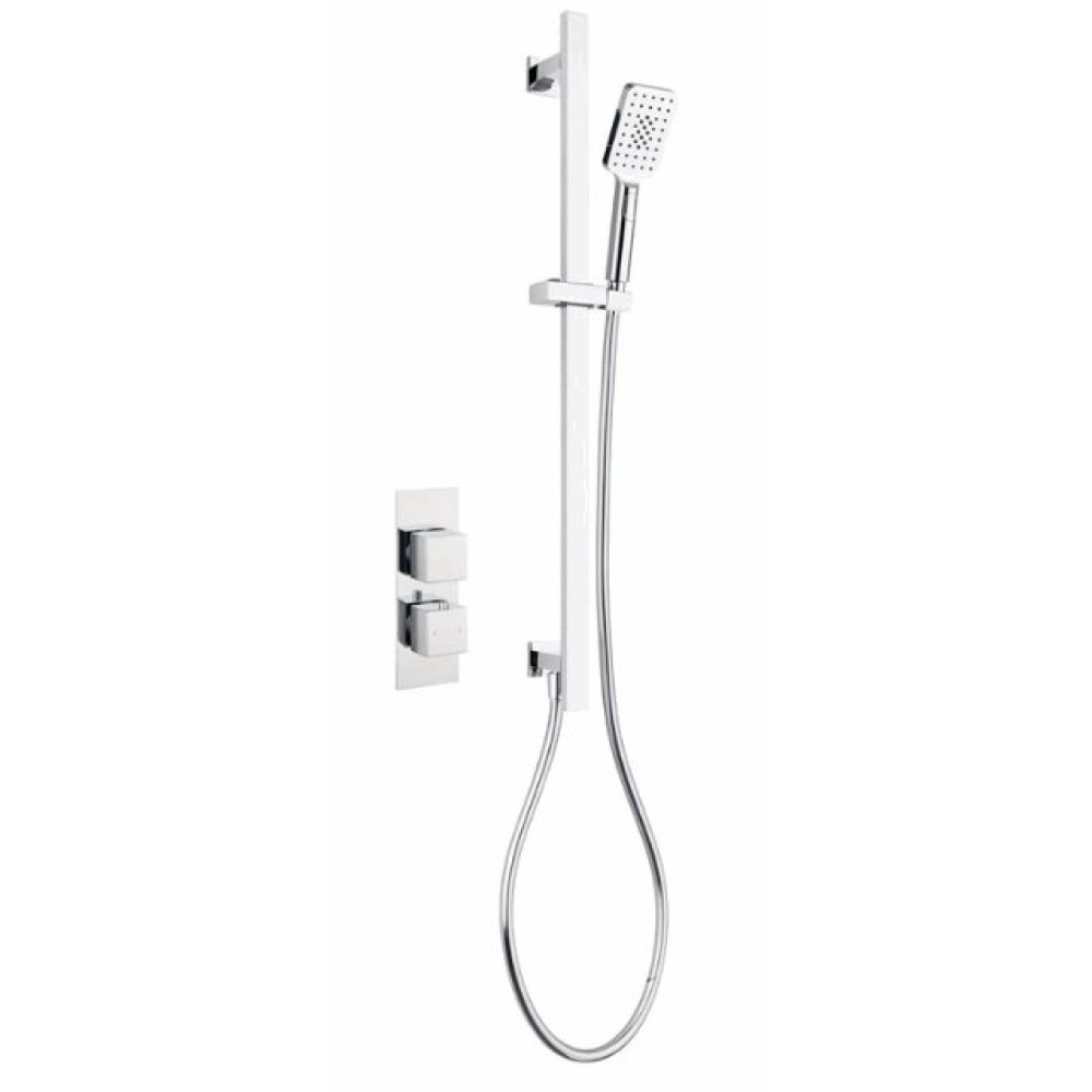 Marflow Vossen Single Outlet Concealed Thermostatic Shower Valve with Fixed Rail Kit & Handshower
