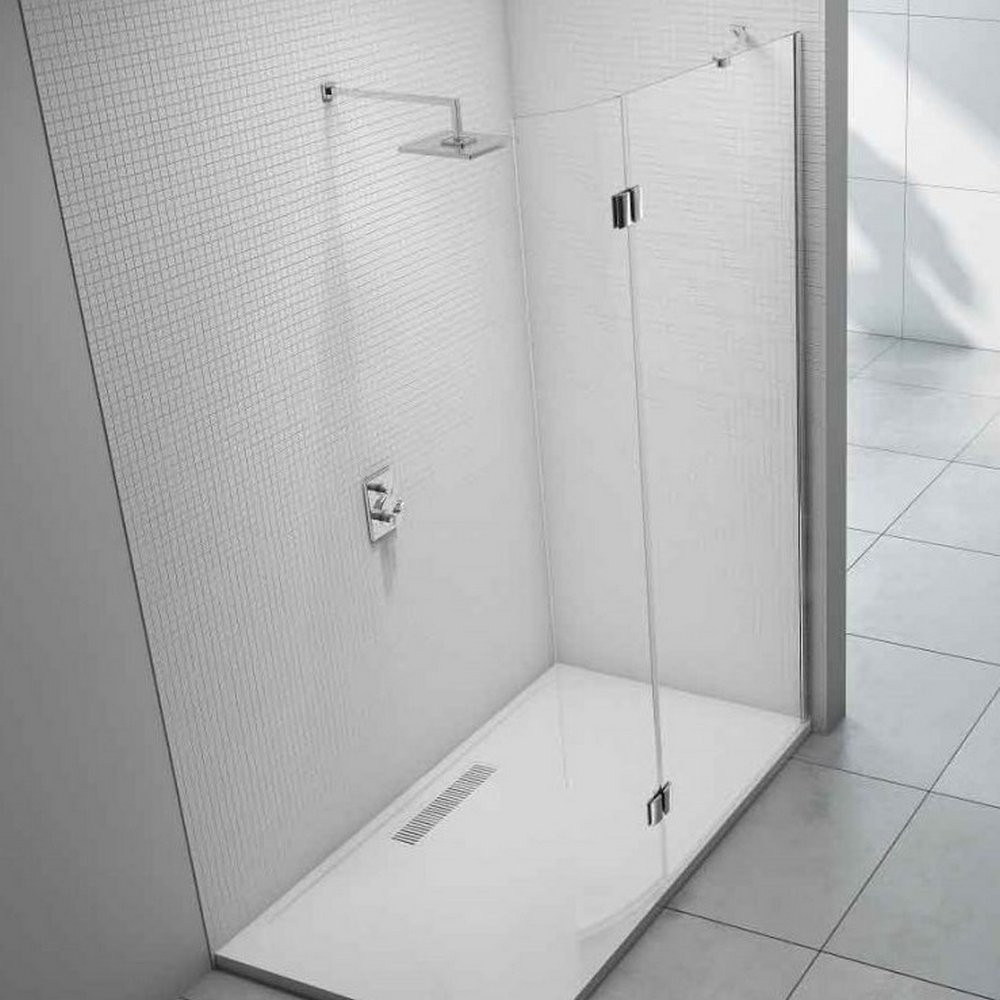 Merlyn 8 Series 1000mm Showerwall with Curved Hinged Panel