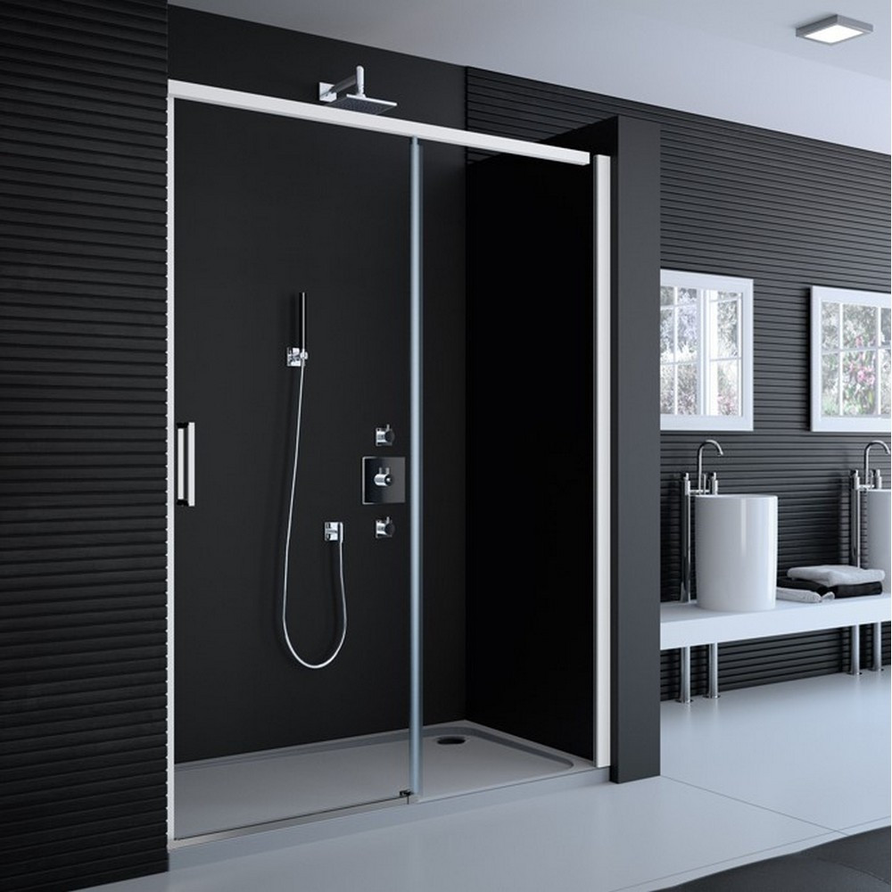 Merlyn 8 Series 1400mm Polished Chrome Frameless Sliding Shower Door