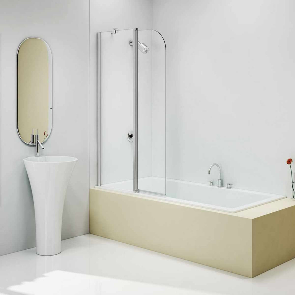 Merlyn 900 x 1500mm Easy-Fit Two Panel Hinged Curved Bath Screen