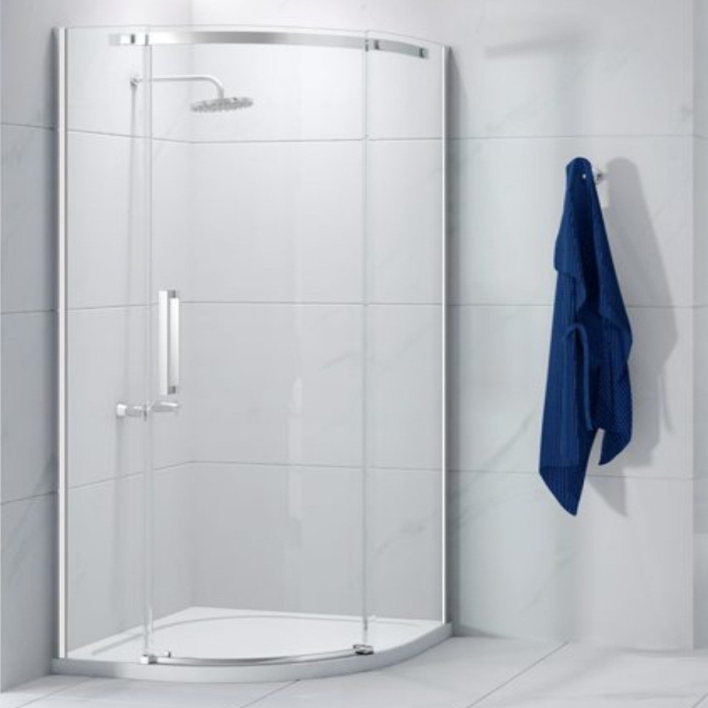 Merlyn Ionic Essence Frameless 900mm 1 door right-hand quadrant enclosure room setting