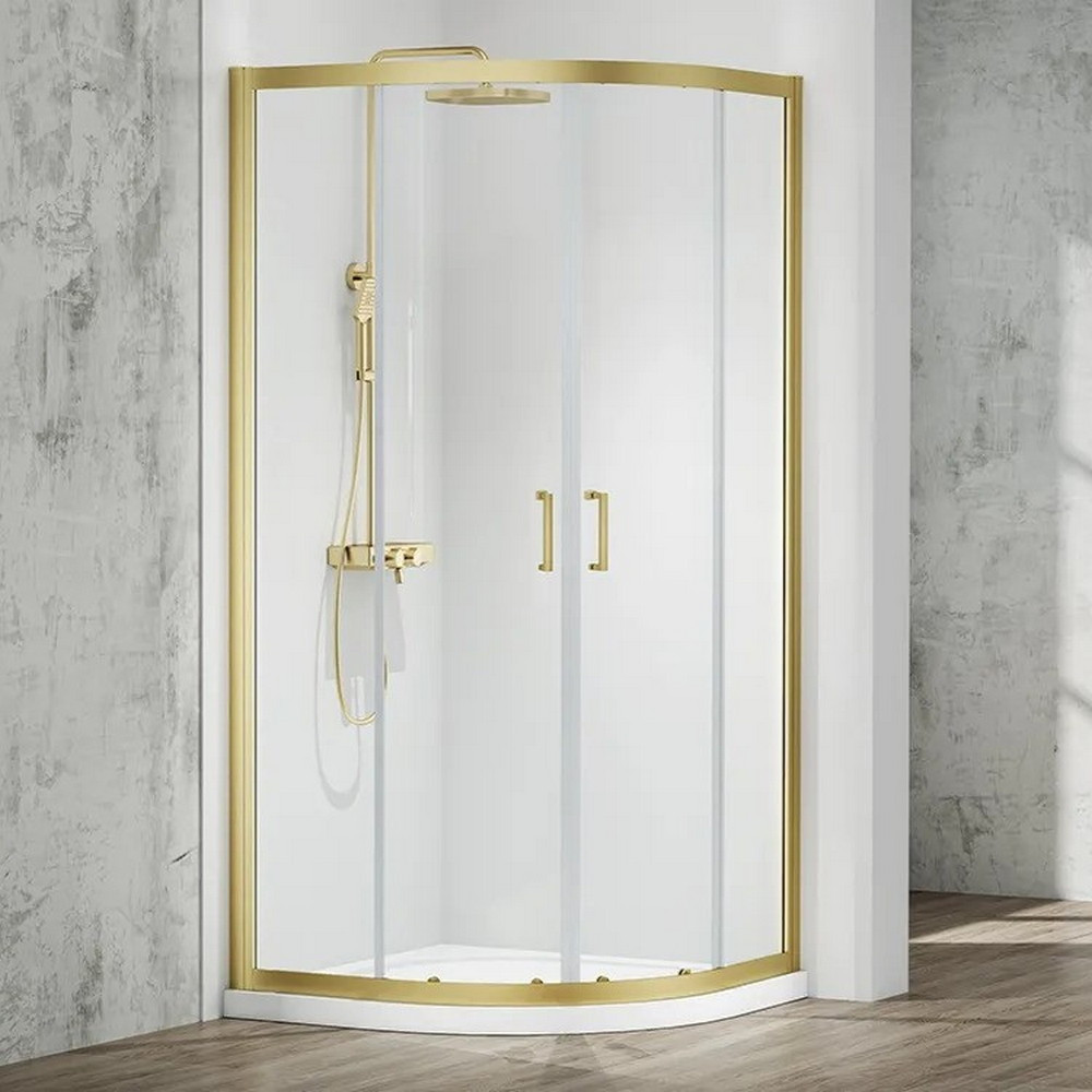 Merlyn Mbox 800 x 800mm 2 Door Quadrant Shower Enclosure in Brushed Brass
