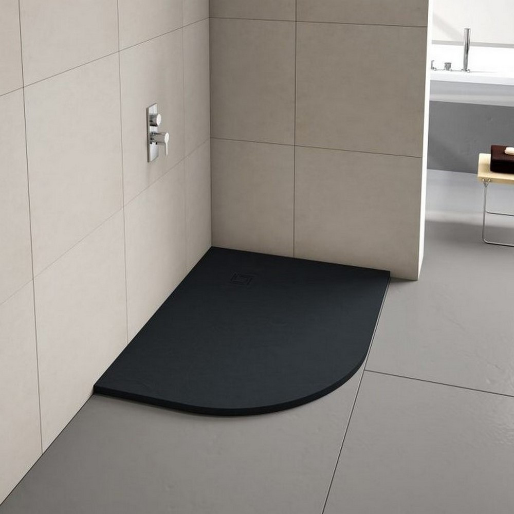 Merlyn Truestone 1200 x 900mm Black Left Hand Offset Quadrant Shower Tray