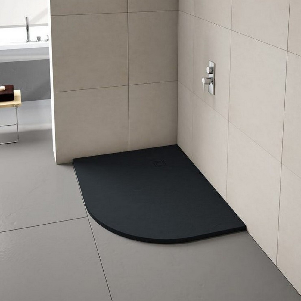 Merlyn Truestone 1200 x 900mm Black Right Hand Offset Quadrant Shower Tray