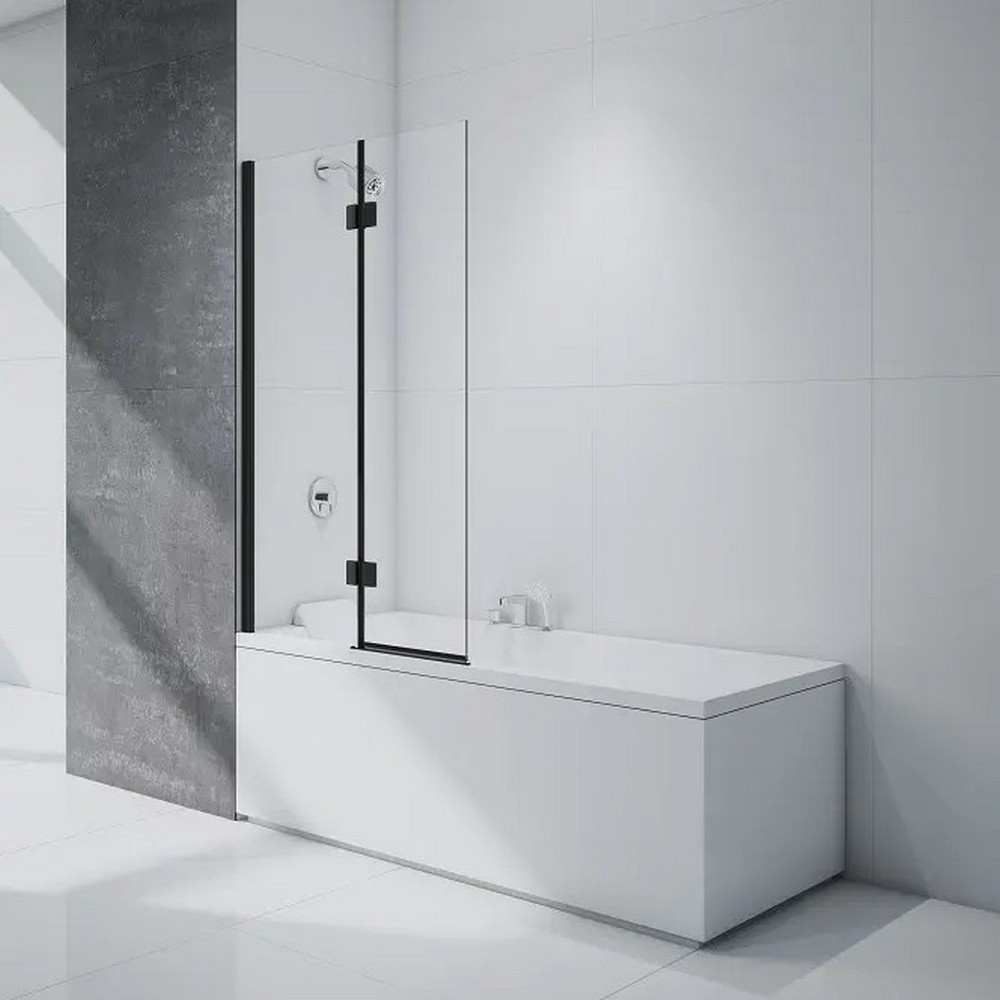 Merlyn Two Panel Left Hand Hinged Bath Screen in Black