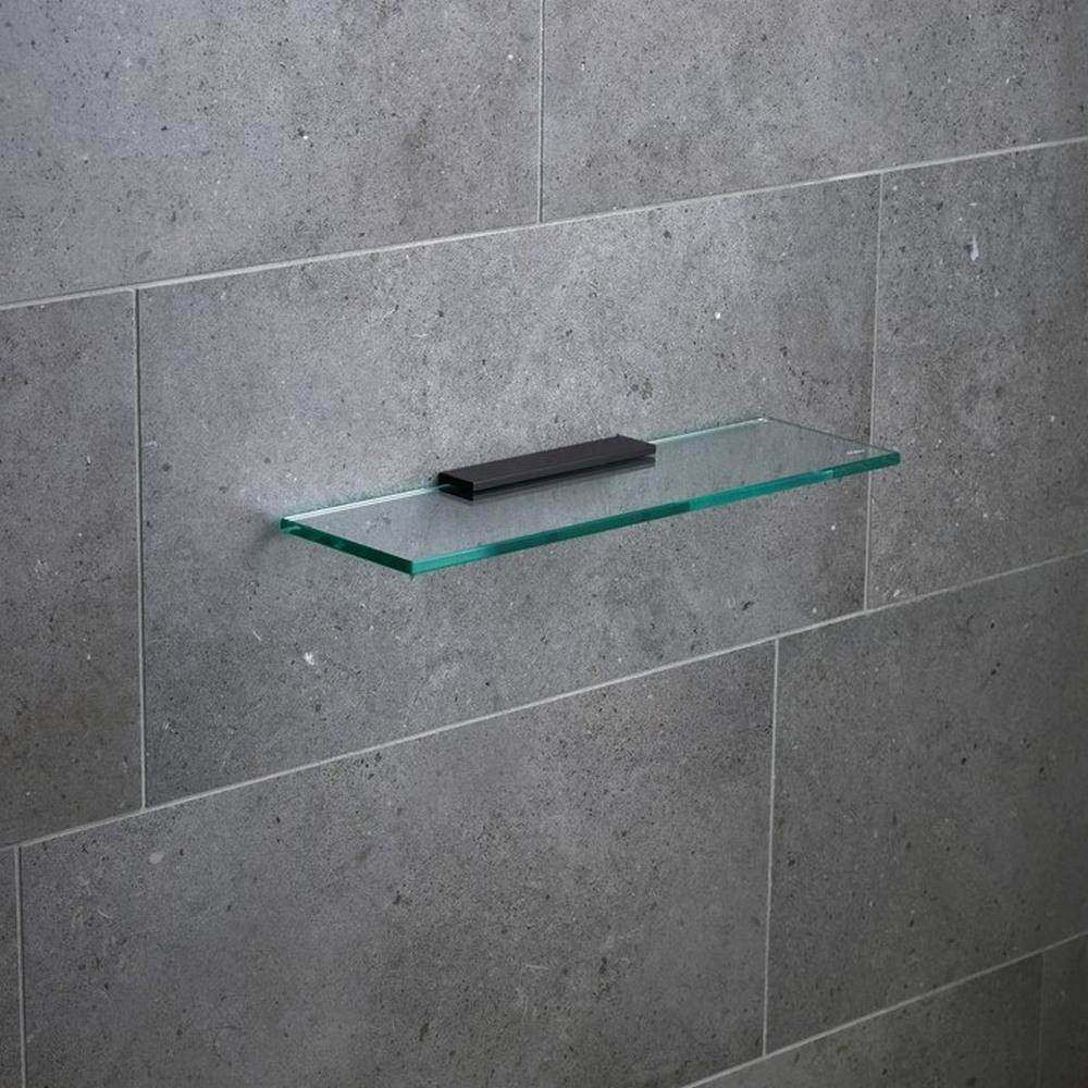 Miller 400mm Classic Glass Shelf with Black Fixing Bracket (1)