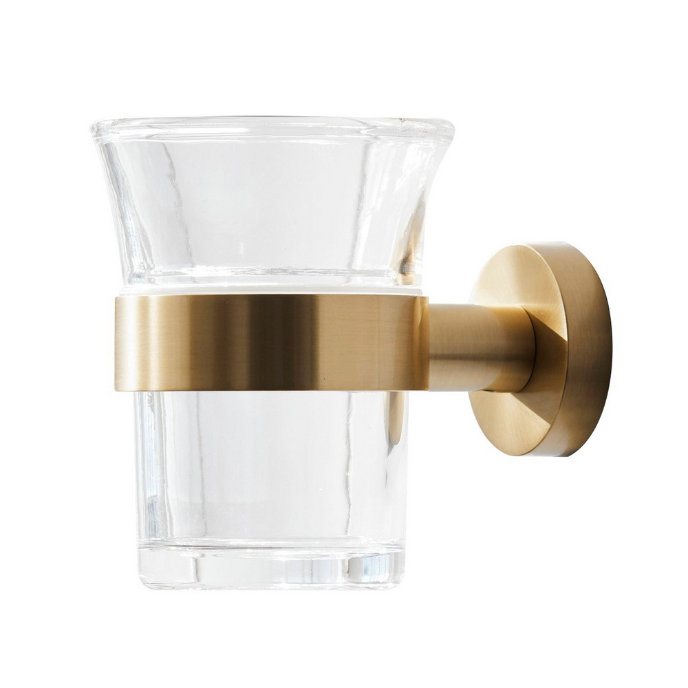 Miller Bond Brushed Brass Tumbler And Holder