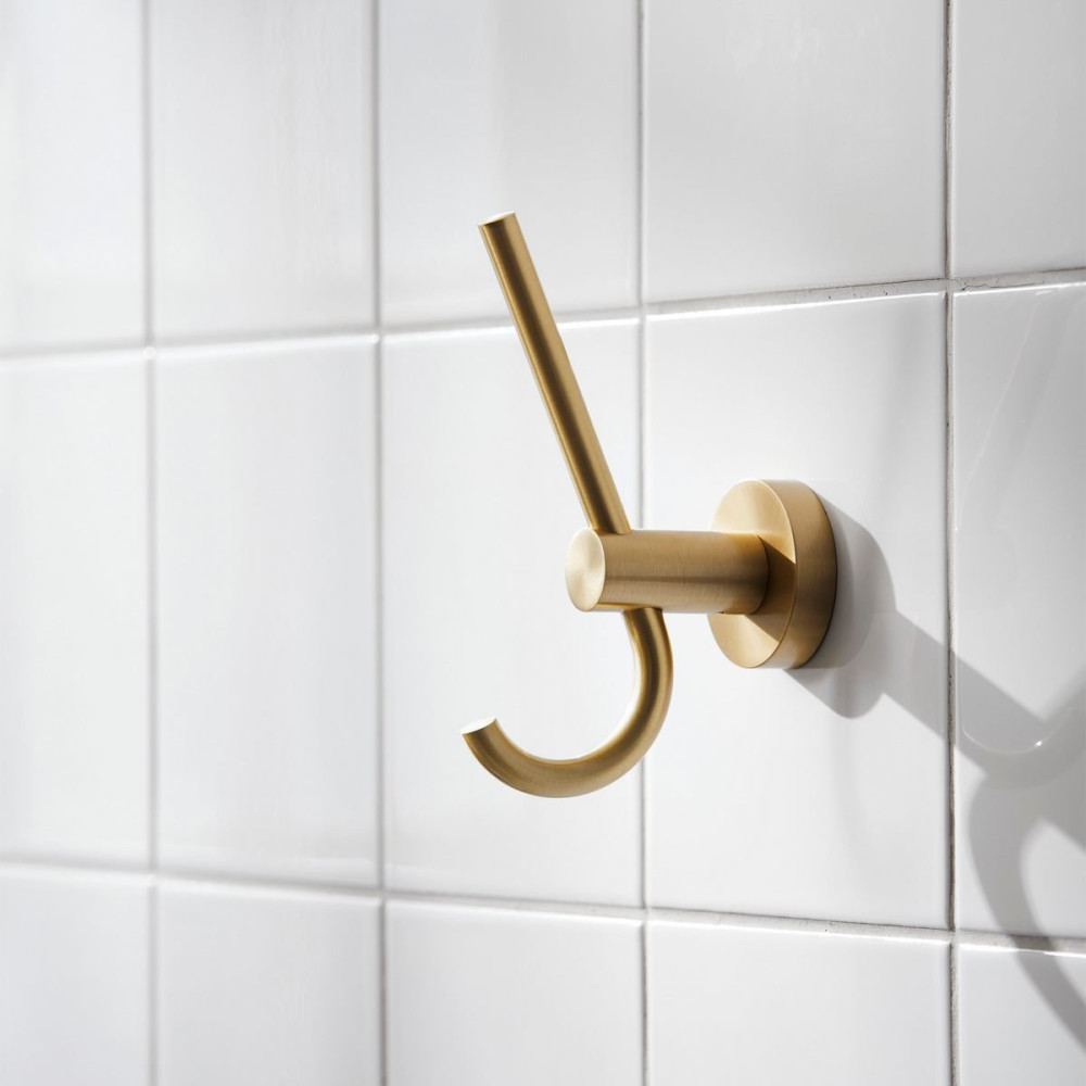 Miller Bond Double Robe Hook In Brushed Brass 8712MP1