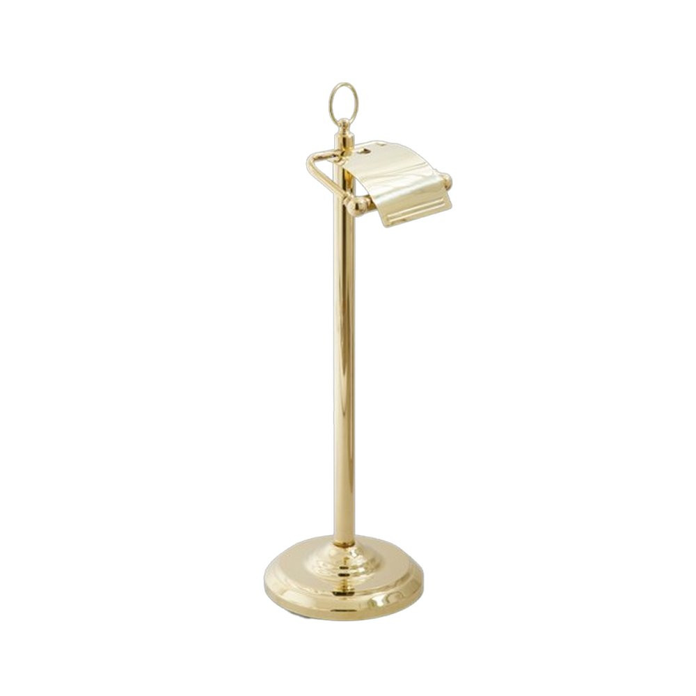 Miller Classic Freestanding Polished Brass Toilet Roll Holder with Lid