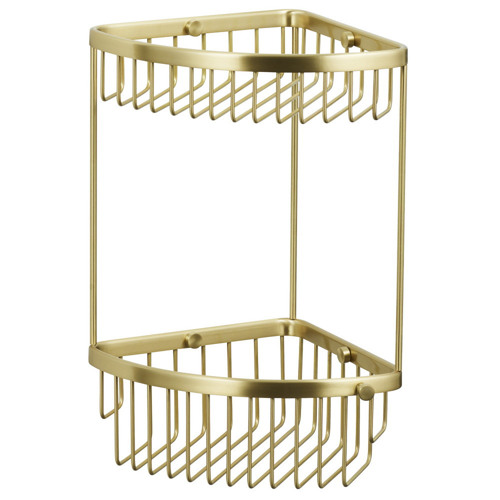 Miller Classic Two Tier Brushed Brass Corner Basket