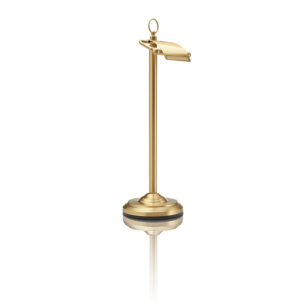 Miller Free Standing Toilet Roll Holder With Lid Brushed Brass