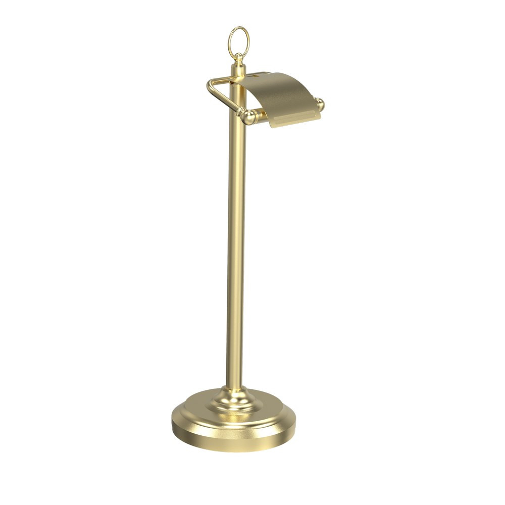 Miller Free Standing Toilet Roll Holder With Lid Brushed Brass