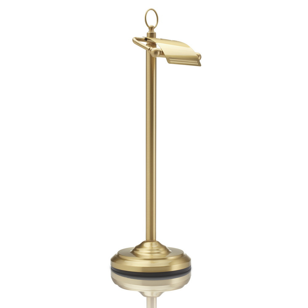Miller Free Standing Toilet Roll Holder With Lid Brushed Brass
