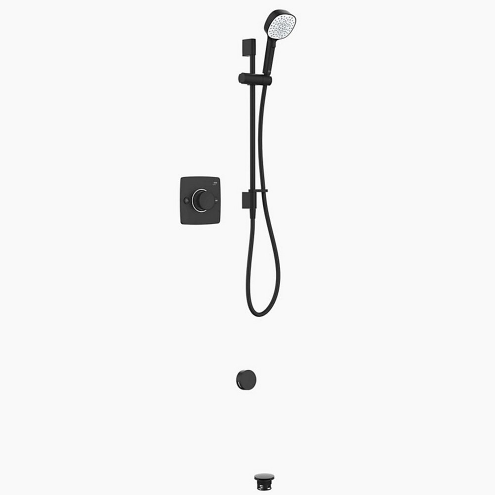 Mira Evoco Dual Outlet Matt Black Bathfill Thermostatic Mixer Shower (1)
