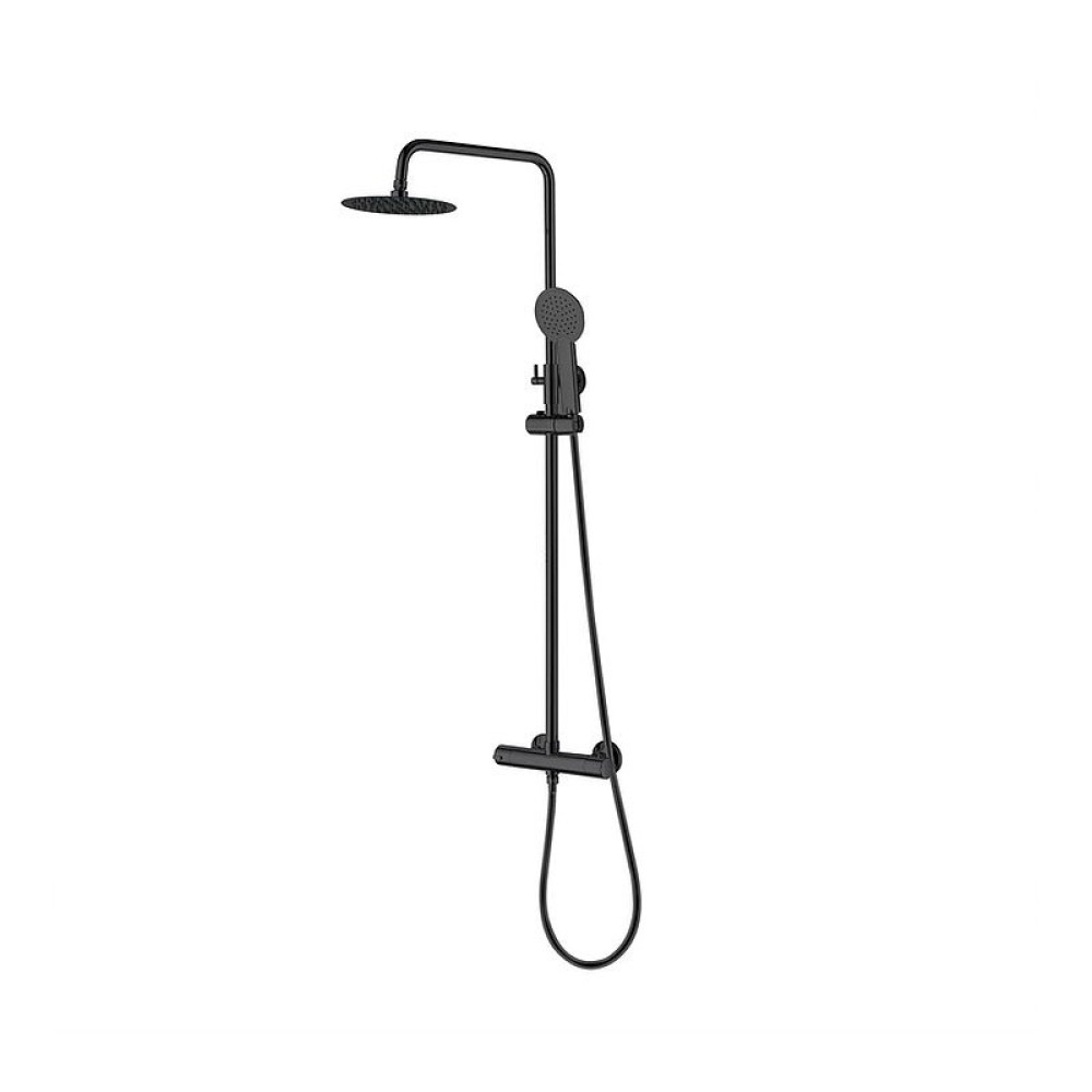 Niagara Equate Matt Black Slimline Round Thermostatic Shower Set With Adjustable Handset