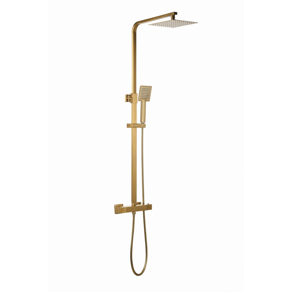 Niagara Observa Square Thermostatic Shower Set in Brushed Brass (1)